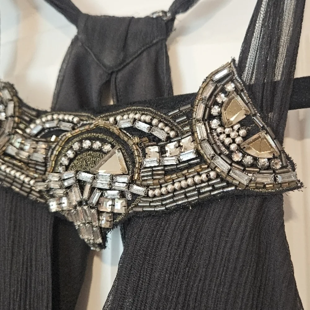 Karen Millen Silk Black Halter Evening Dress - Elegant Women's Black Dress - Picture 4 of 11